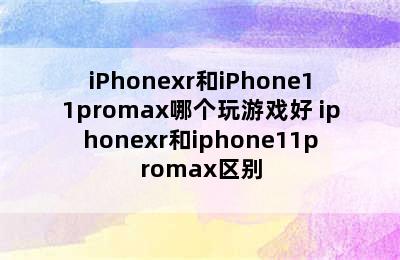 iPhonexr和iPhone11promax哪个玩游戏好 iphonexr和iphone11promax区别